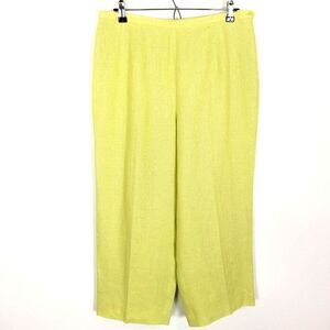 Talbots Women Irish Linen Crop Pants Sz 14 Neon Green Casual Office